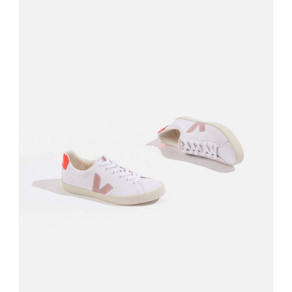 Women's Veja ESPLAR SE CANVAS Sneakers White/Orange | ZA 605YXF